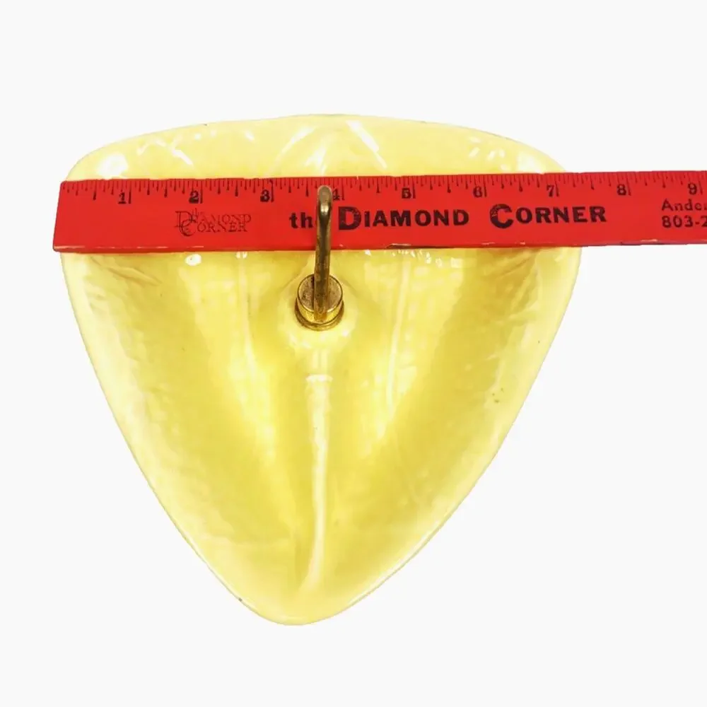 MCM California Pottery Yellow Divided Relish Nut Dish Candy Bowl w Metal Handle